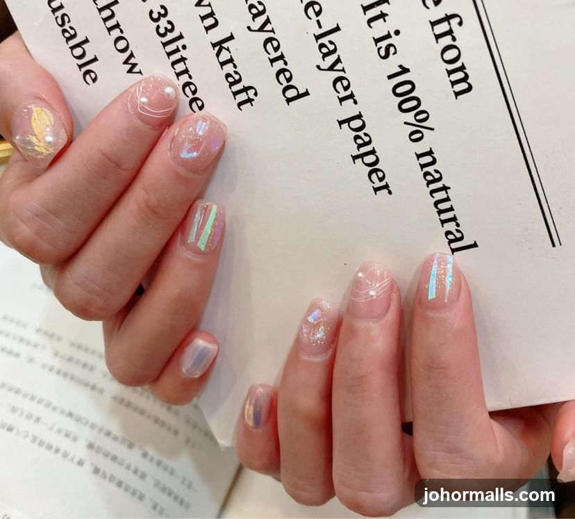 Nails with holographic accents