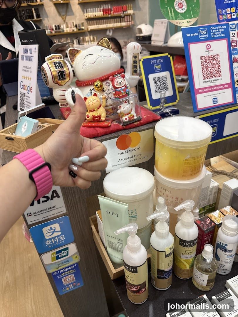 Payment and beauty products display