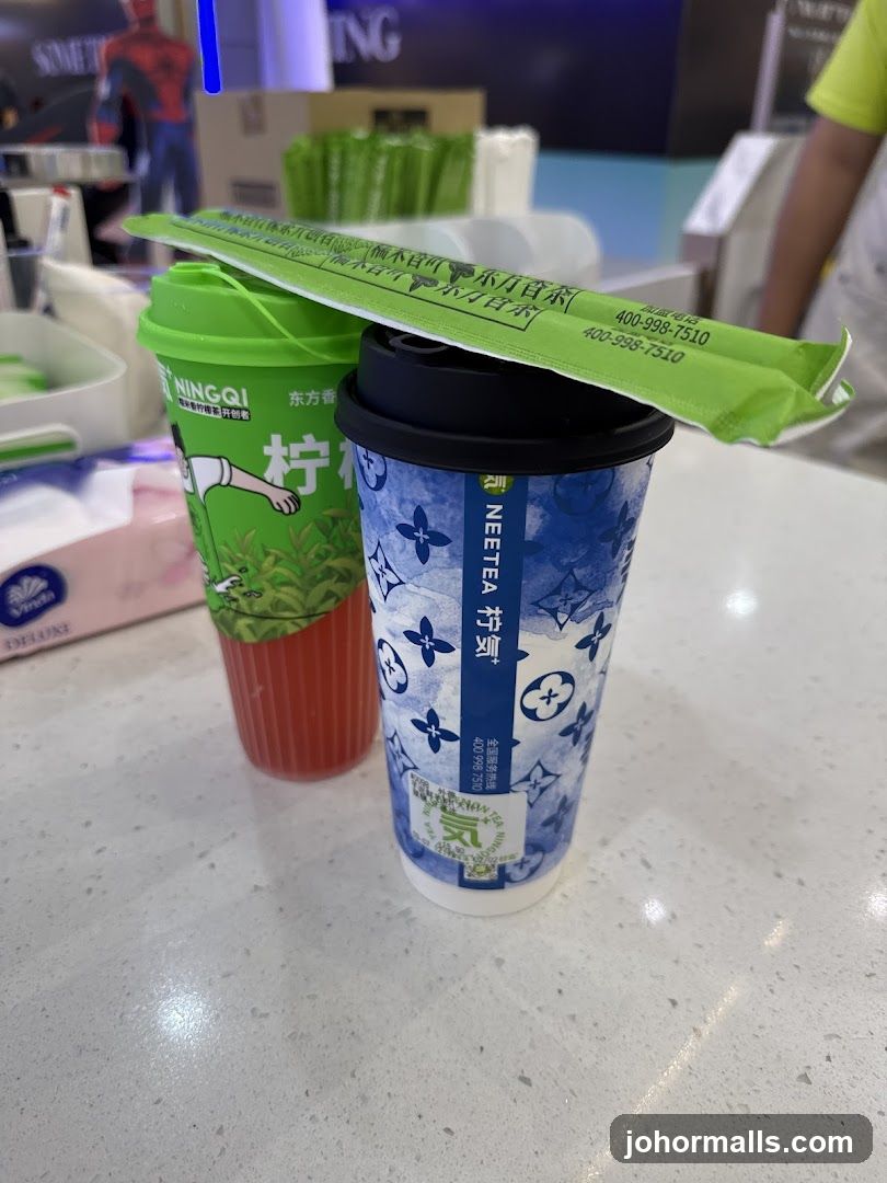 Two drinks with straws