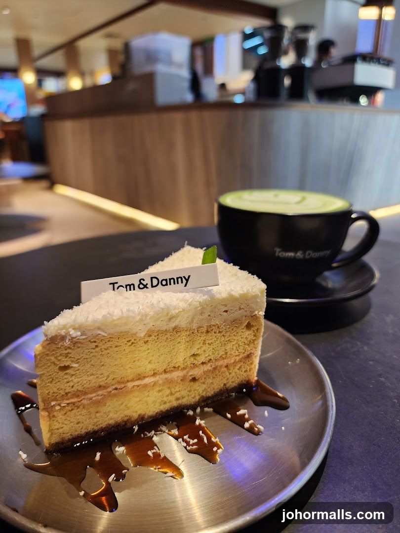 Cake and Matcha Latte