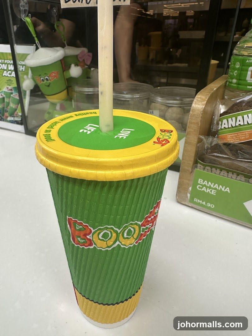 Boost Juice Cup and Banana Cake