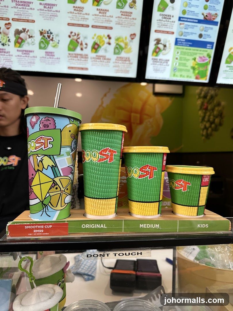 Boost Juice Cups and Menu