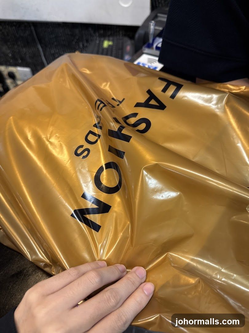 Gold Bag with "Fashion Trends" Text