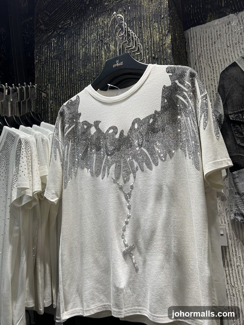 T-shirt with rhinestone embellishments