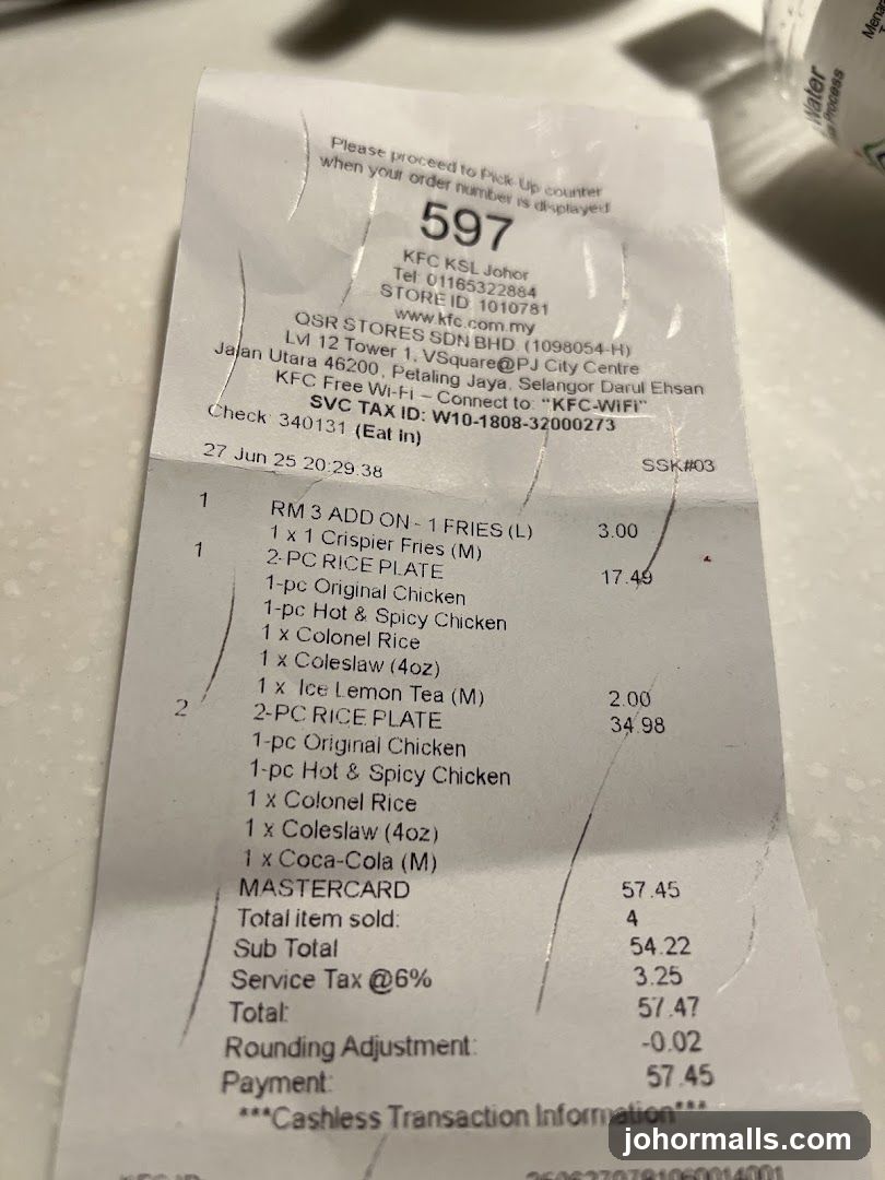 KFC Receipt
