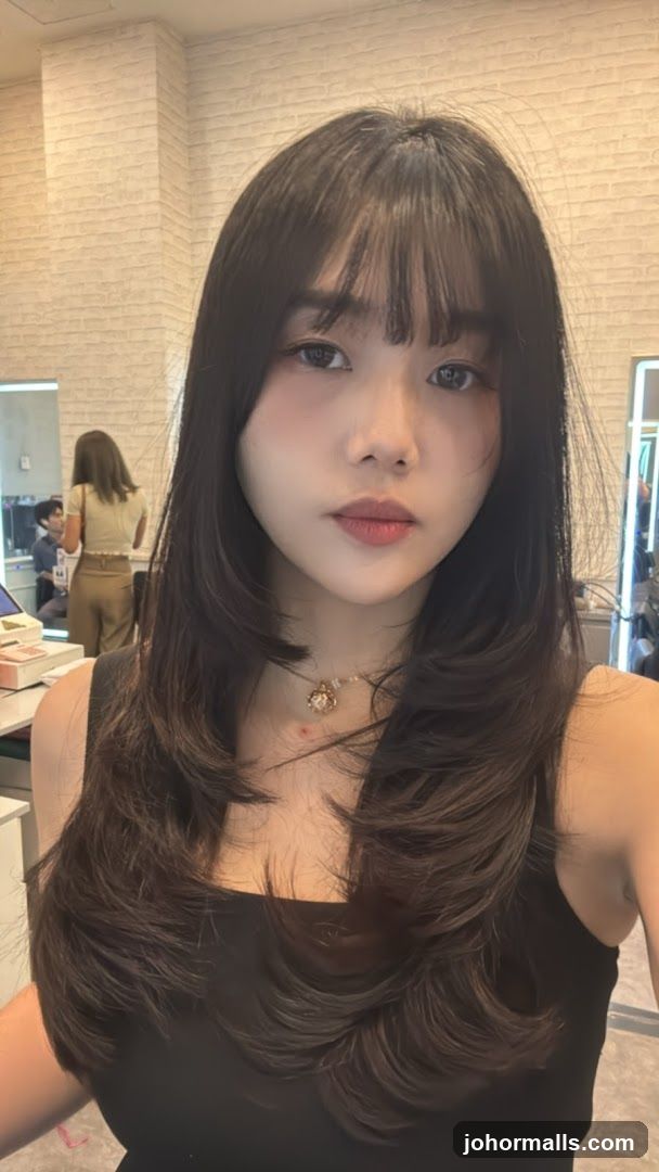 Woman with layered haircut