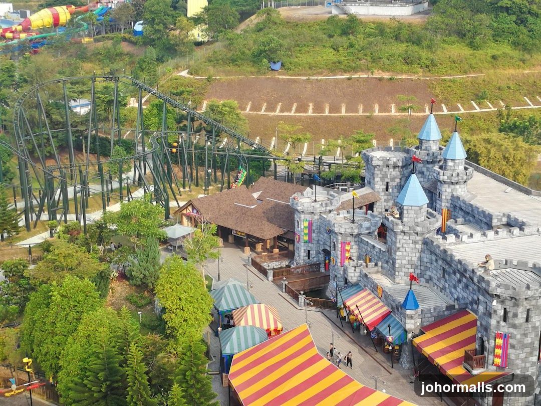 Amusement Park with Castle and Roller Coaster