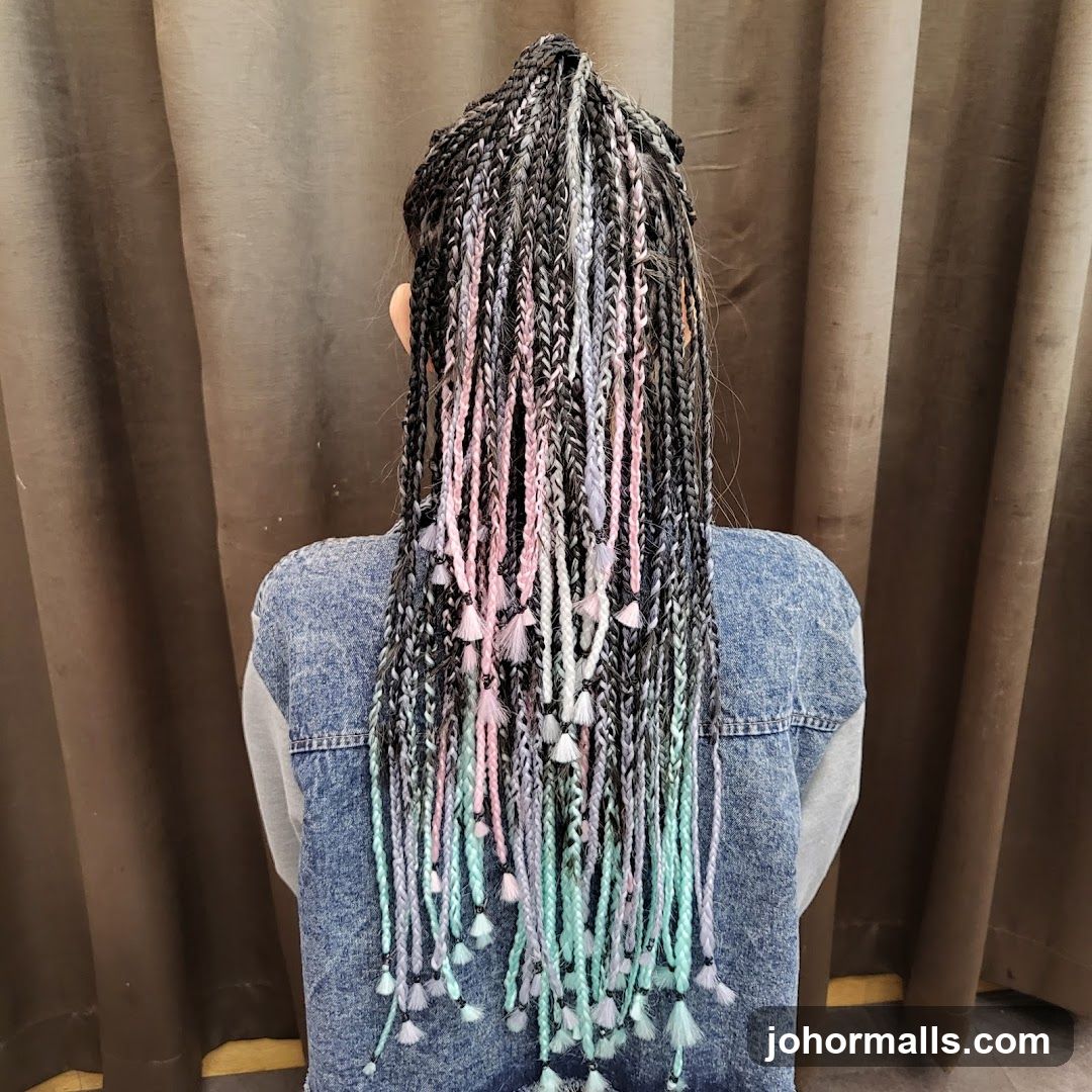 Braided Hair with Pastel Highlights