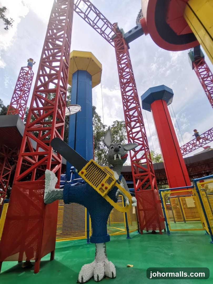 Lego Character with Chainsaw at Amusement Park