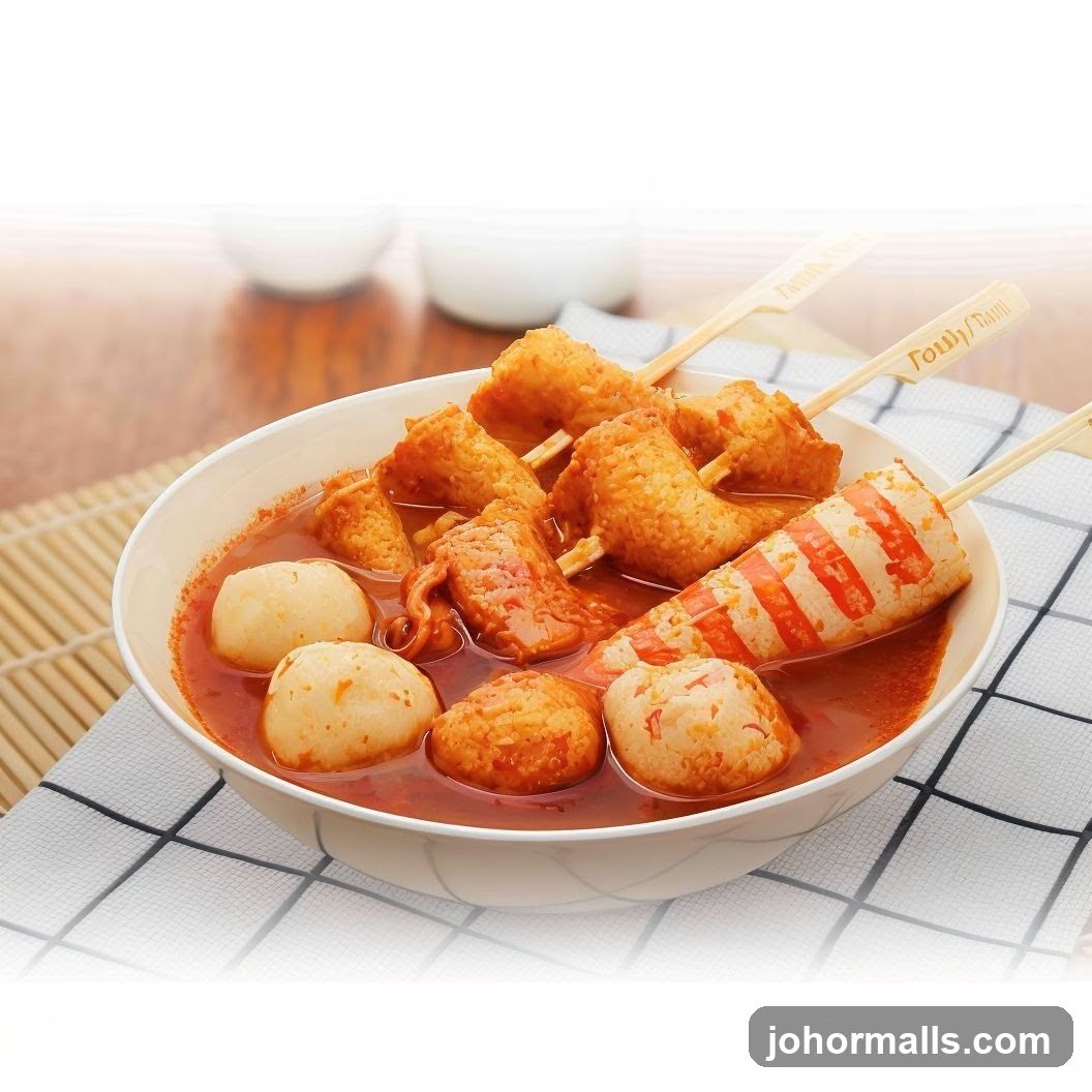 Bowl of Skewered Fish Cakes in Broth