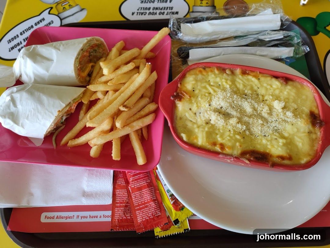 Meal Tray with Wrap, Fries, and Casserole