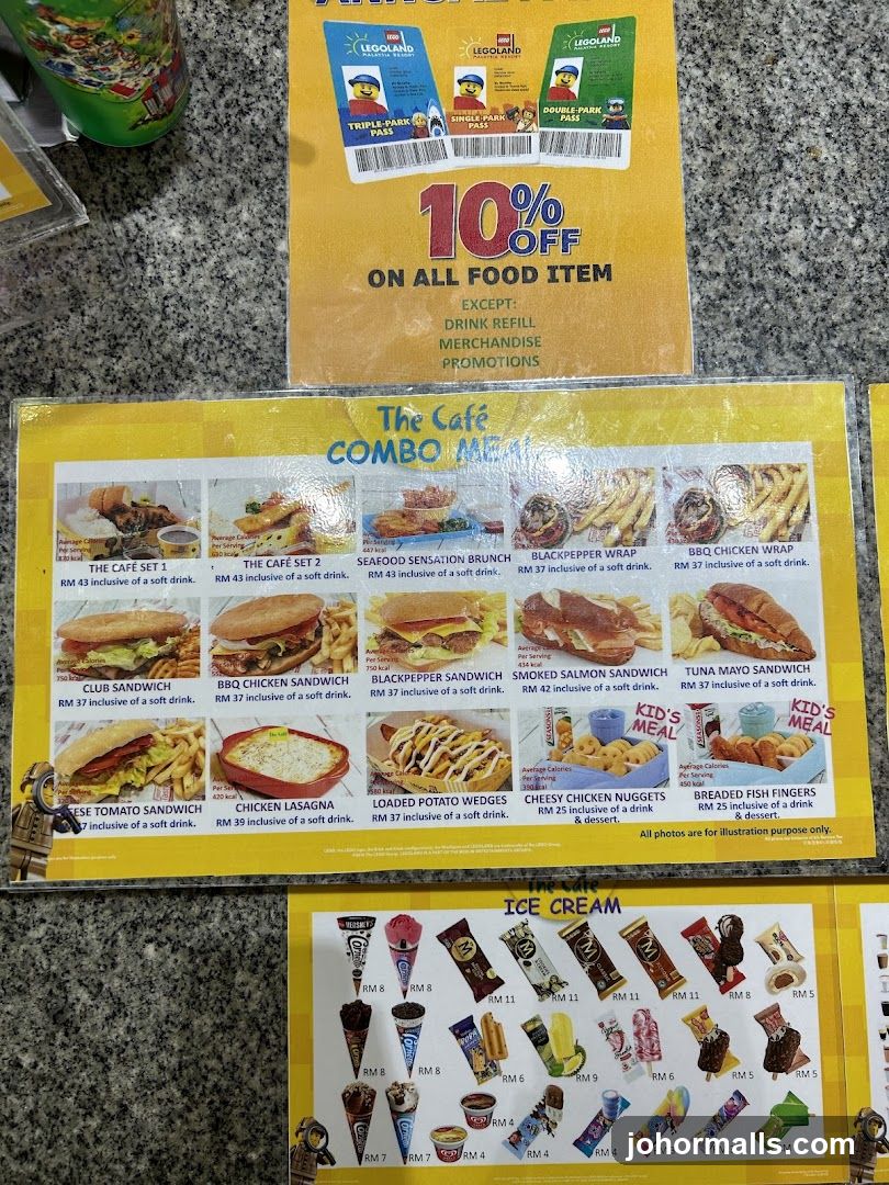The Cafe Combo Meal and Ice Cream Menu