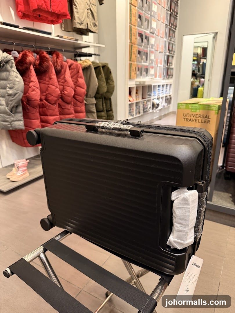 Black Suitcase on a Luggage Rack