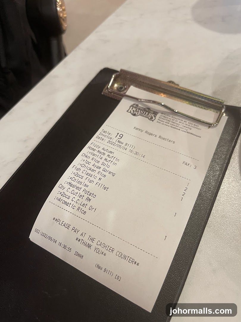 Kenny Rogers Roasters Receipt