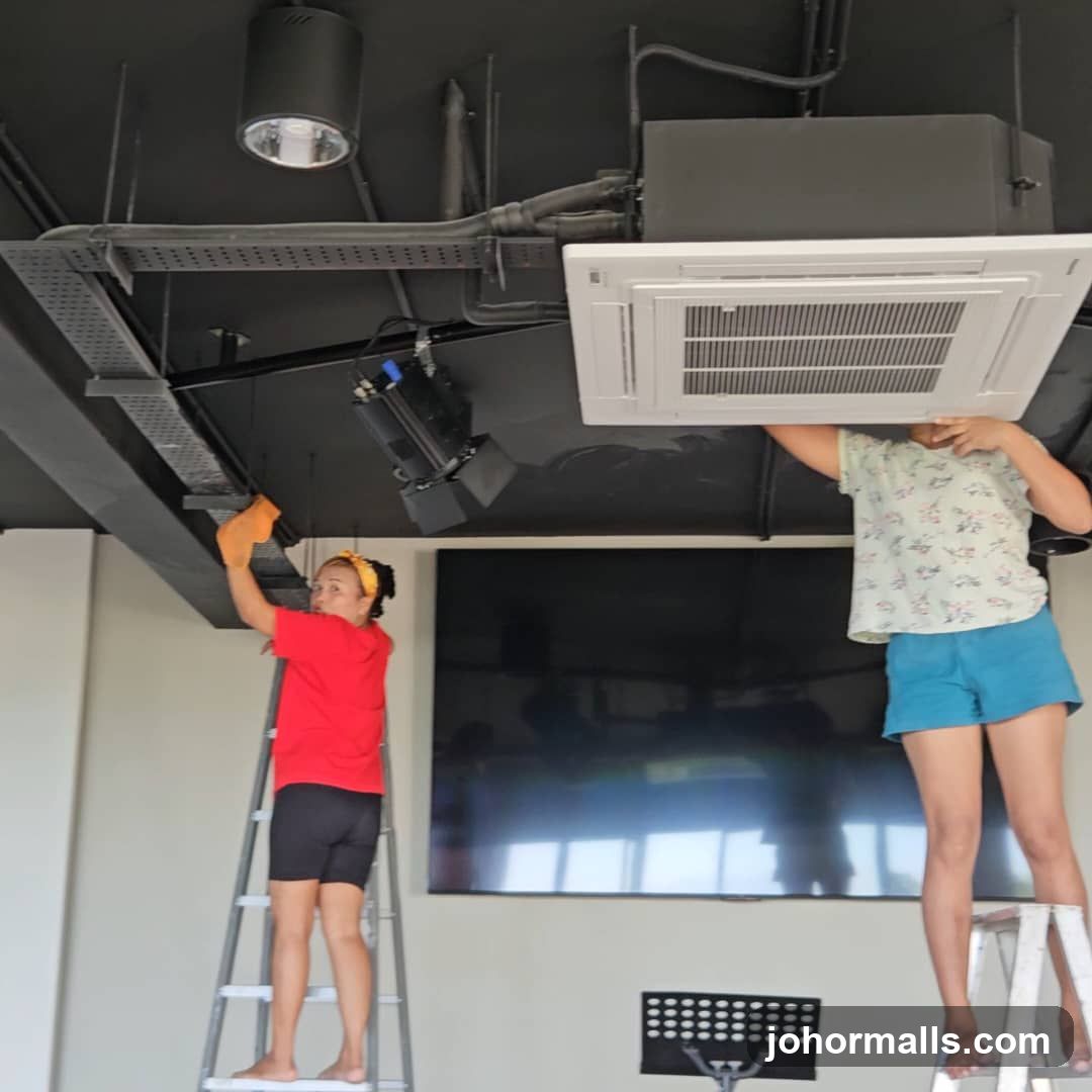 Cleaning the ceiling