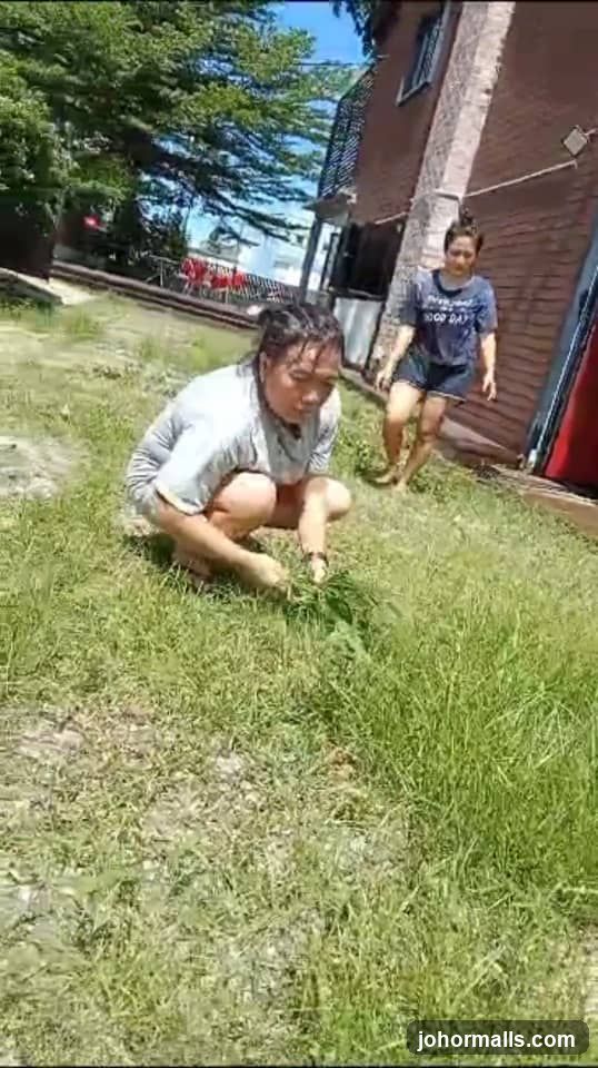 Two women in a grassy area
