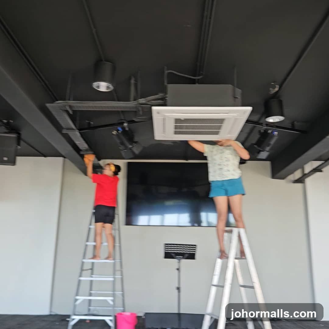 Cleaning the ceiling