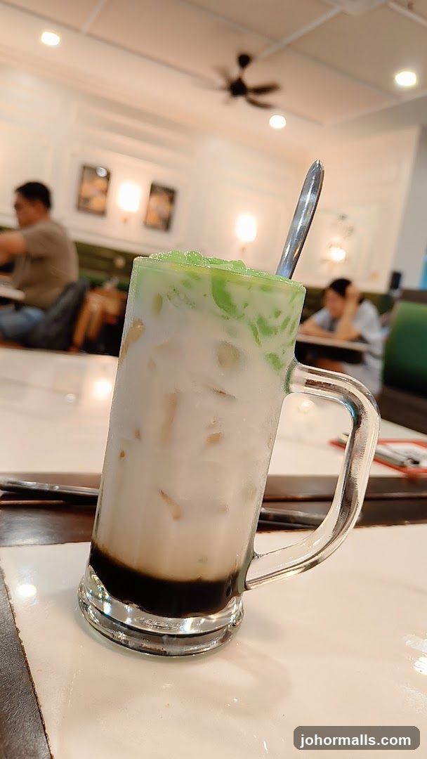 Iced Drink with Green Jelly and Coconut Milk