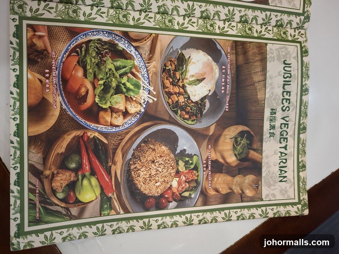 Jubilees Vegetarian Menu