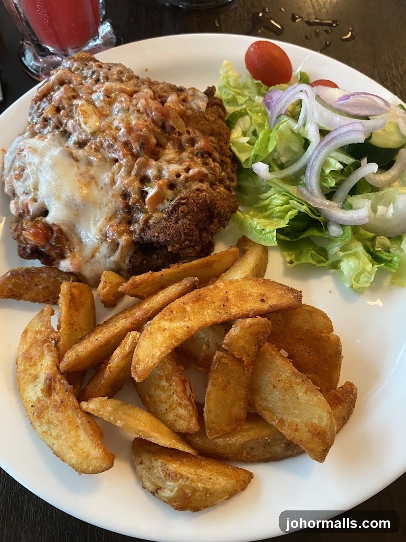 Breaded Cutlet with Cheese and Salad