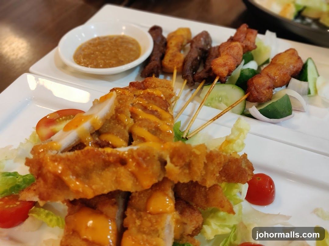 Fried Chicken and Satay Skewers