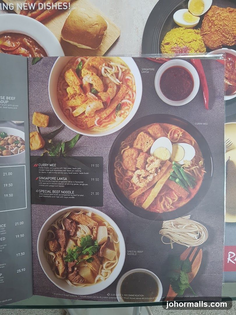 Menu with Asian Noodle Dishes