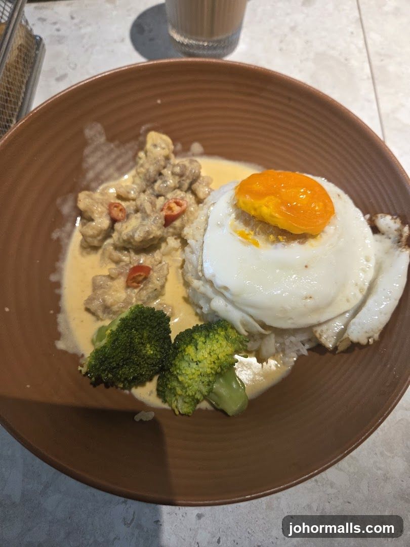 Curry Rice with Fried Egg and Broccoli