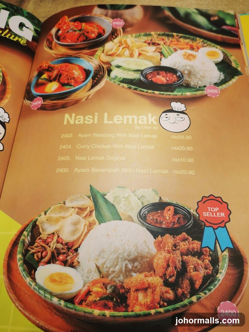 Nasi Lemak Menu