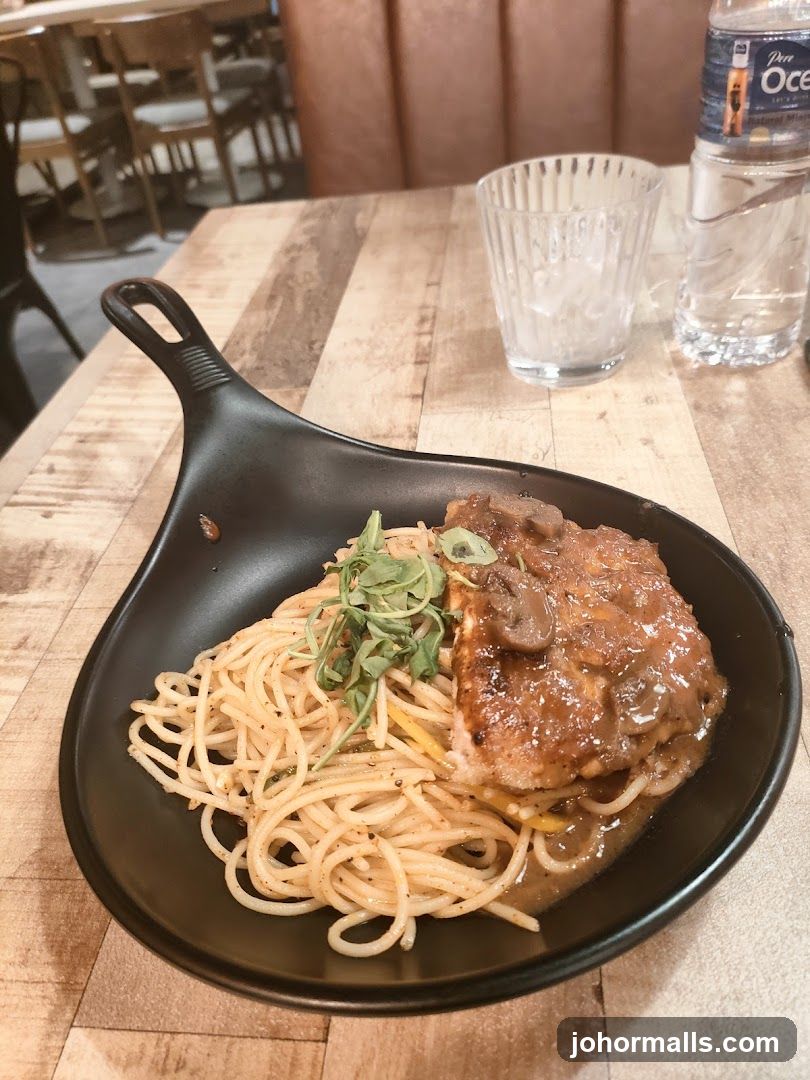 Spaghetti with Chicken and Mushroom Sauce
