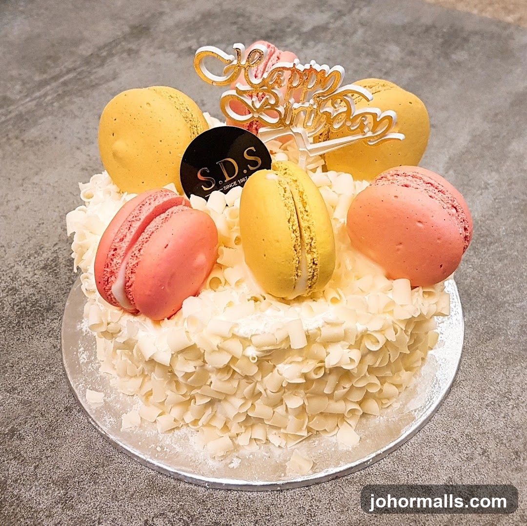 Birthday Cake with Macarons
