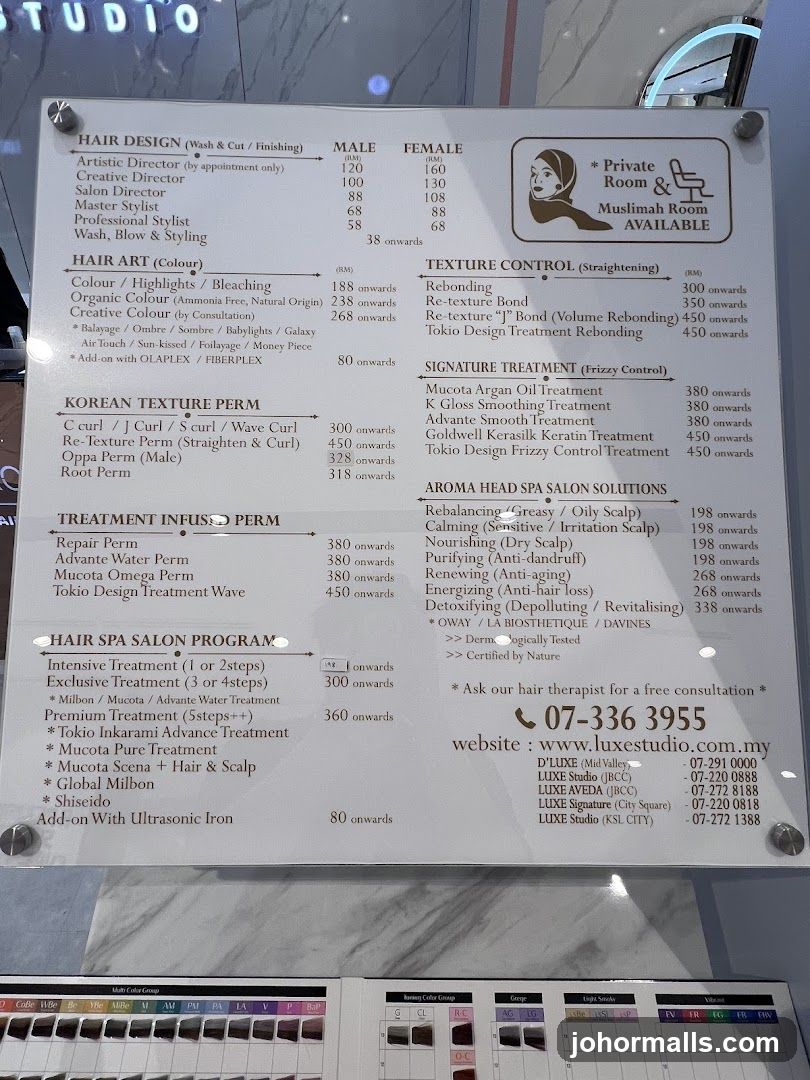 Luxe Studio Price List