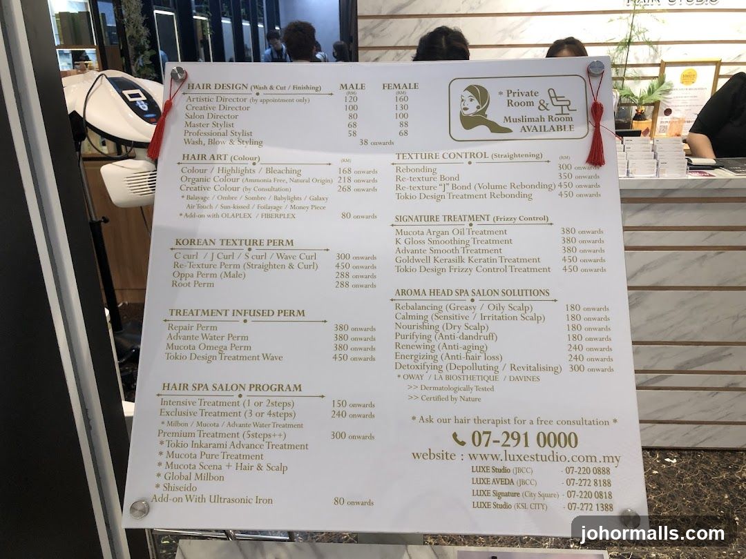Hair Studio Price List