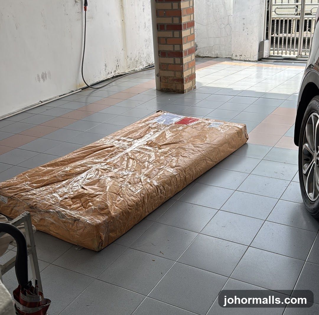 Wrapped Package on Tiled Floor