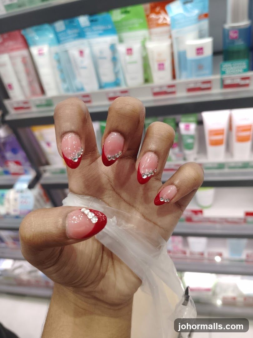 Nails with rhinestones