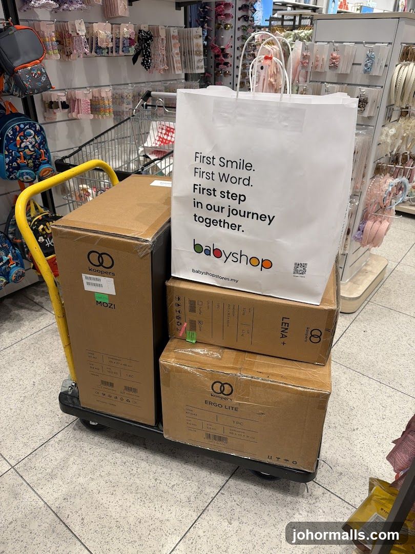 Shopping Cart with Boxes and Bag
