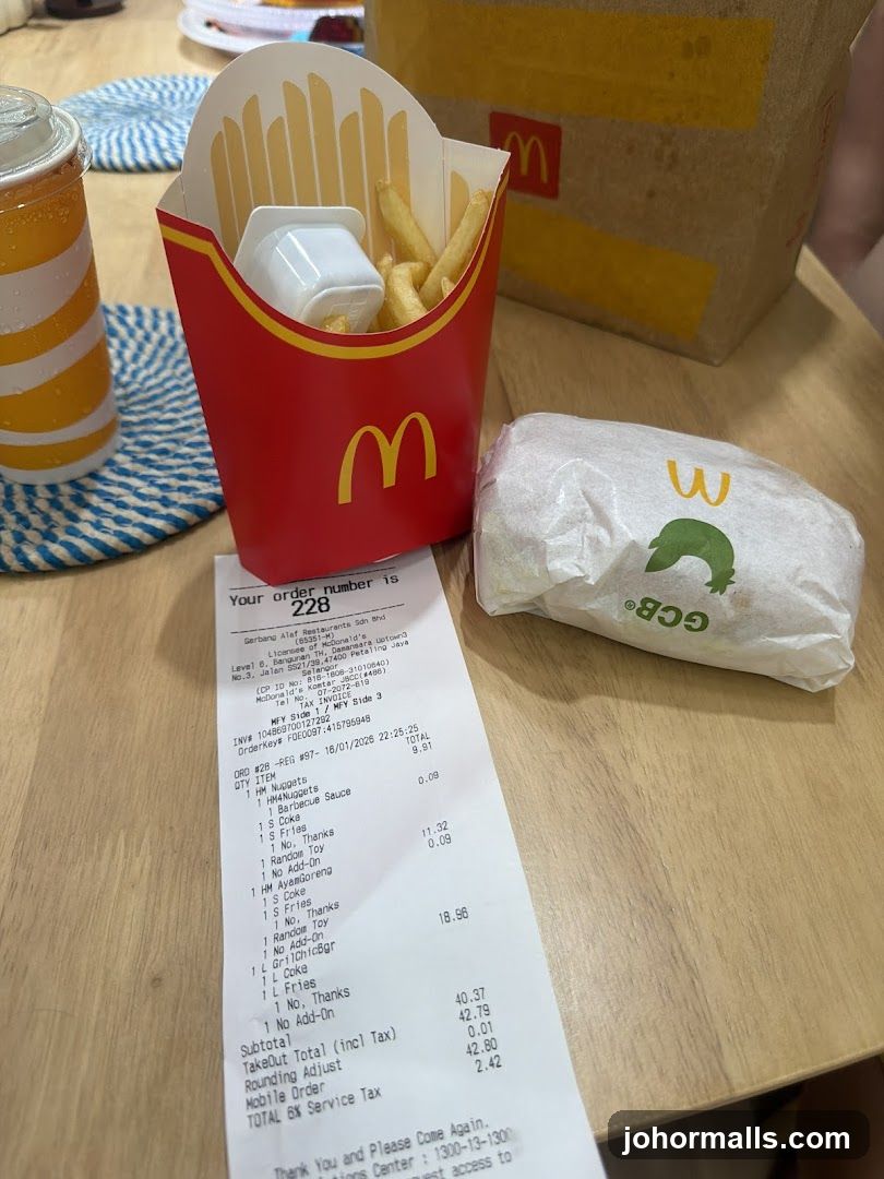 McDonald's Meal and Receipt