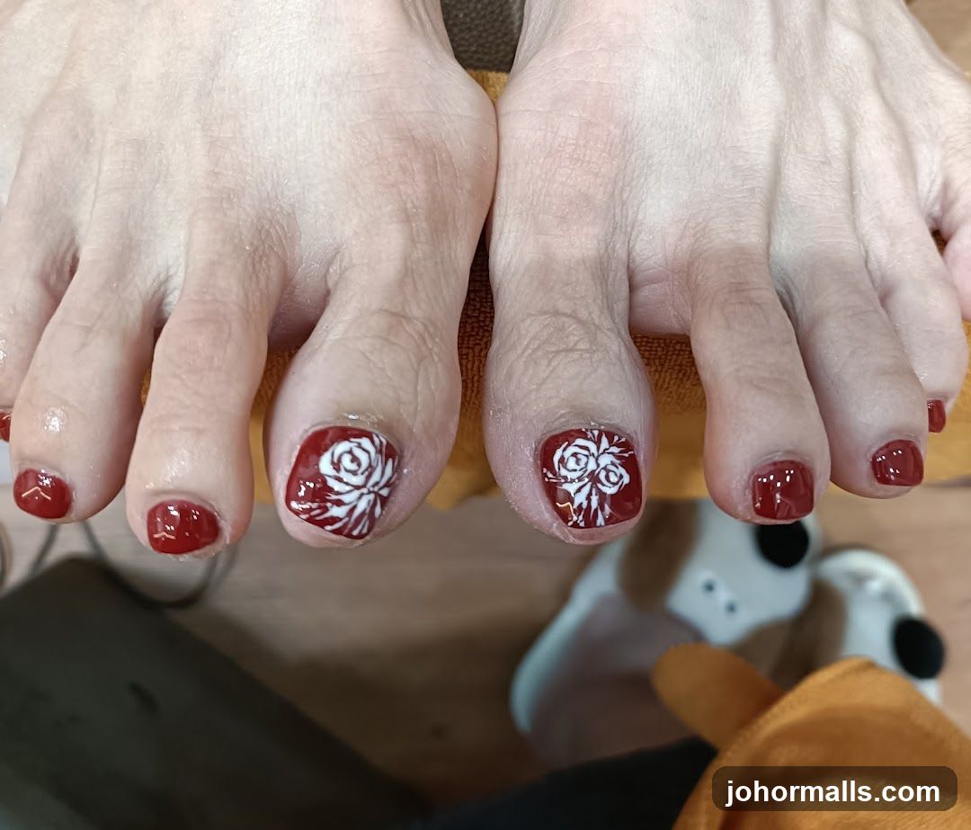 Pedicure with Rose Design