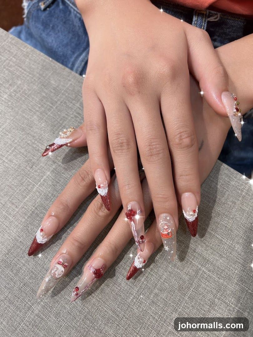 Festive Christmas-Themed Nails