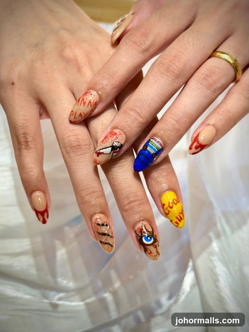 Chucky-themed Nails