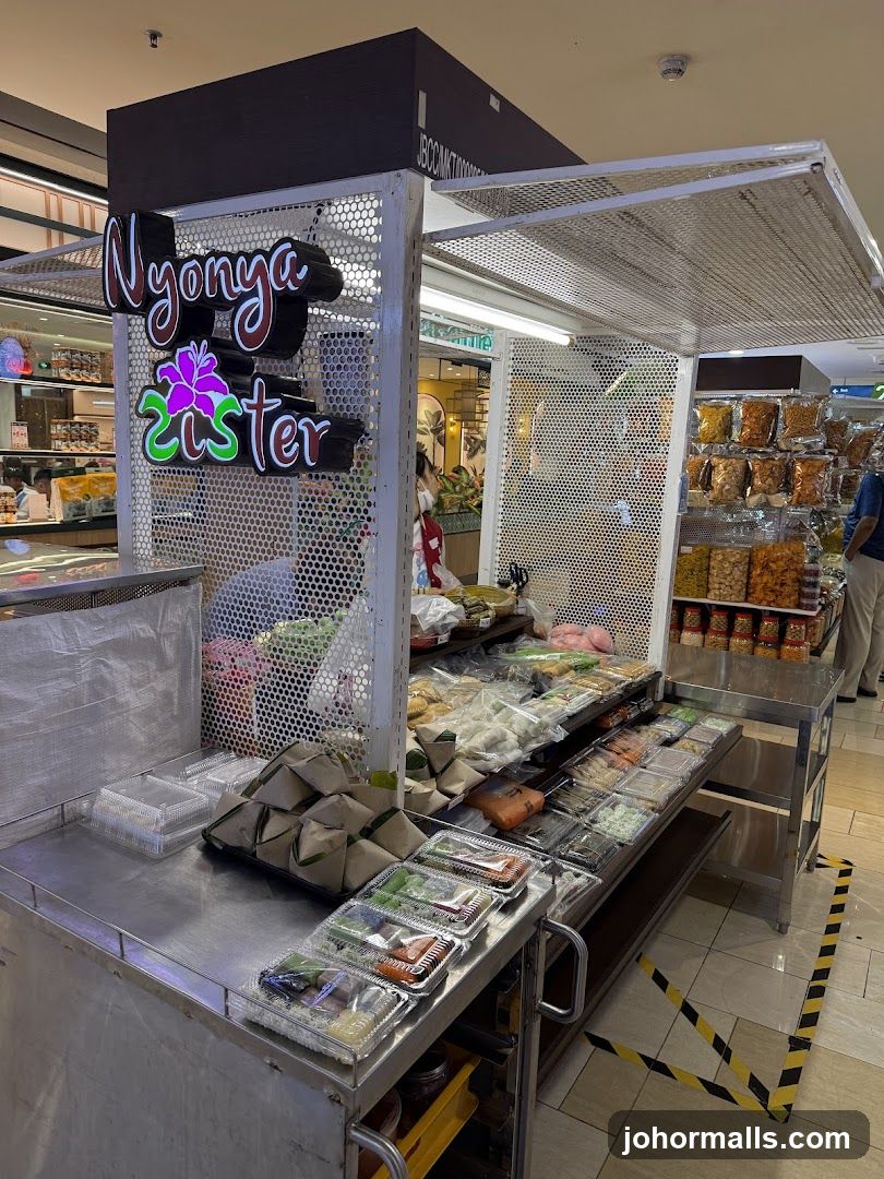 Food stall with packaged meals and snacks