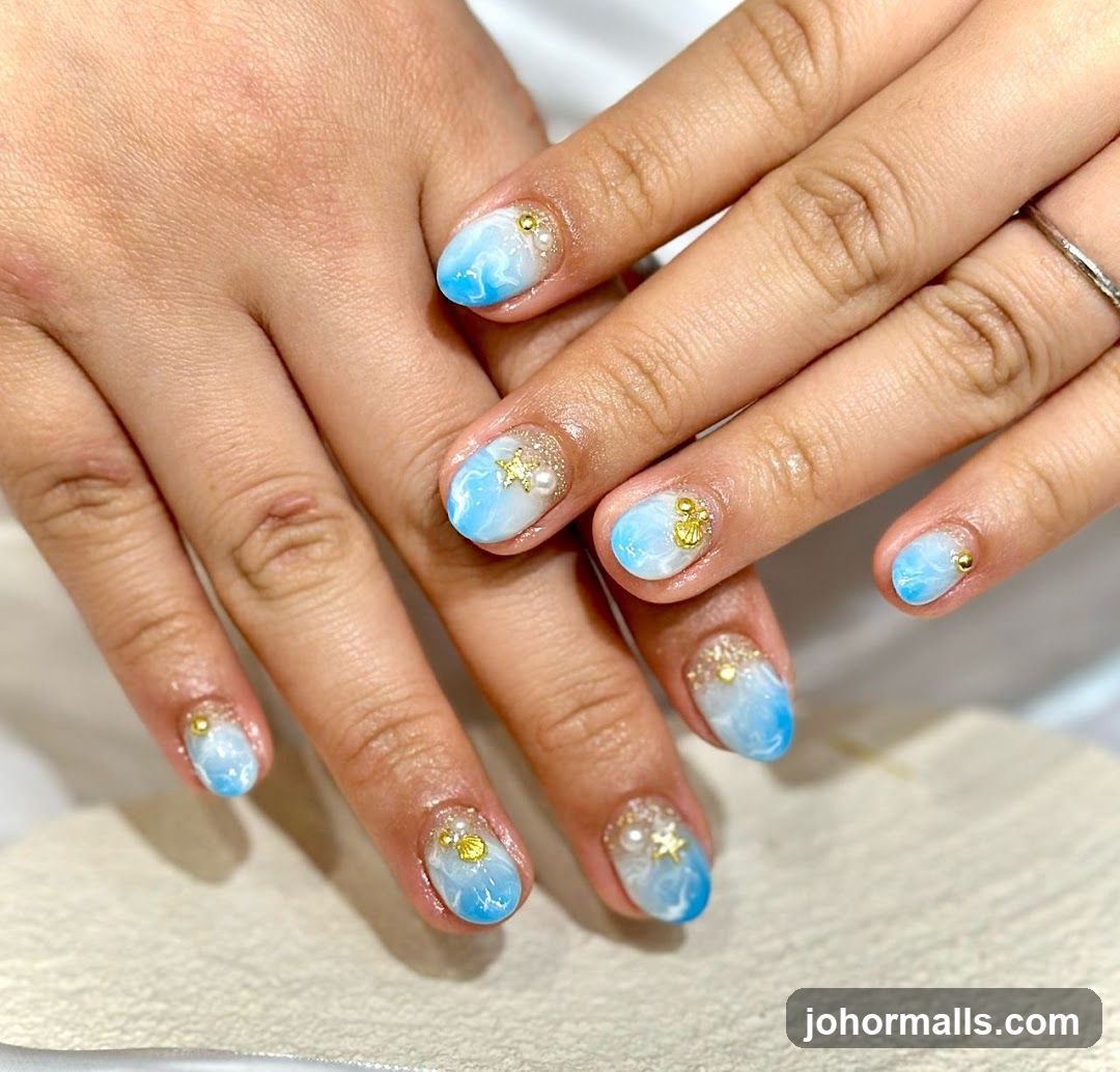 Ocean-themed Nails