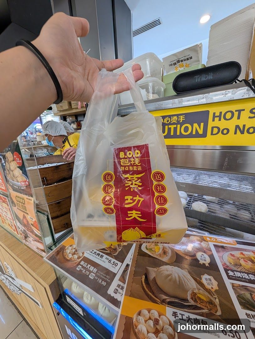 Person holding a bag of steamed buns