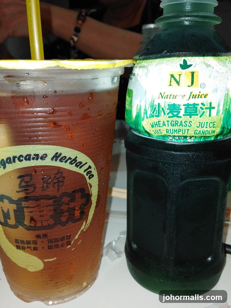 Sugarcane Herbal Tea and Wheatgrass Juice