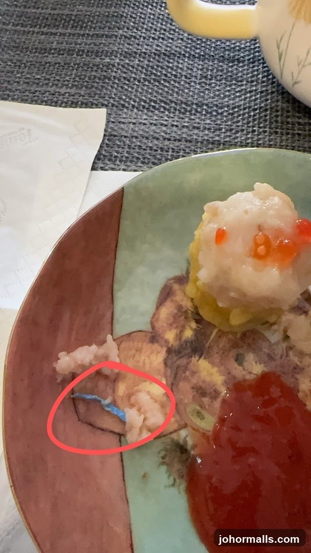 Food with blue string