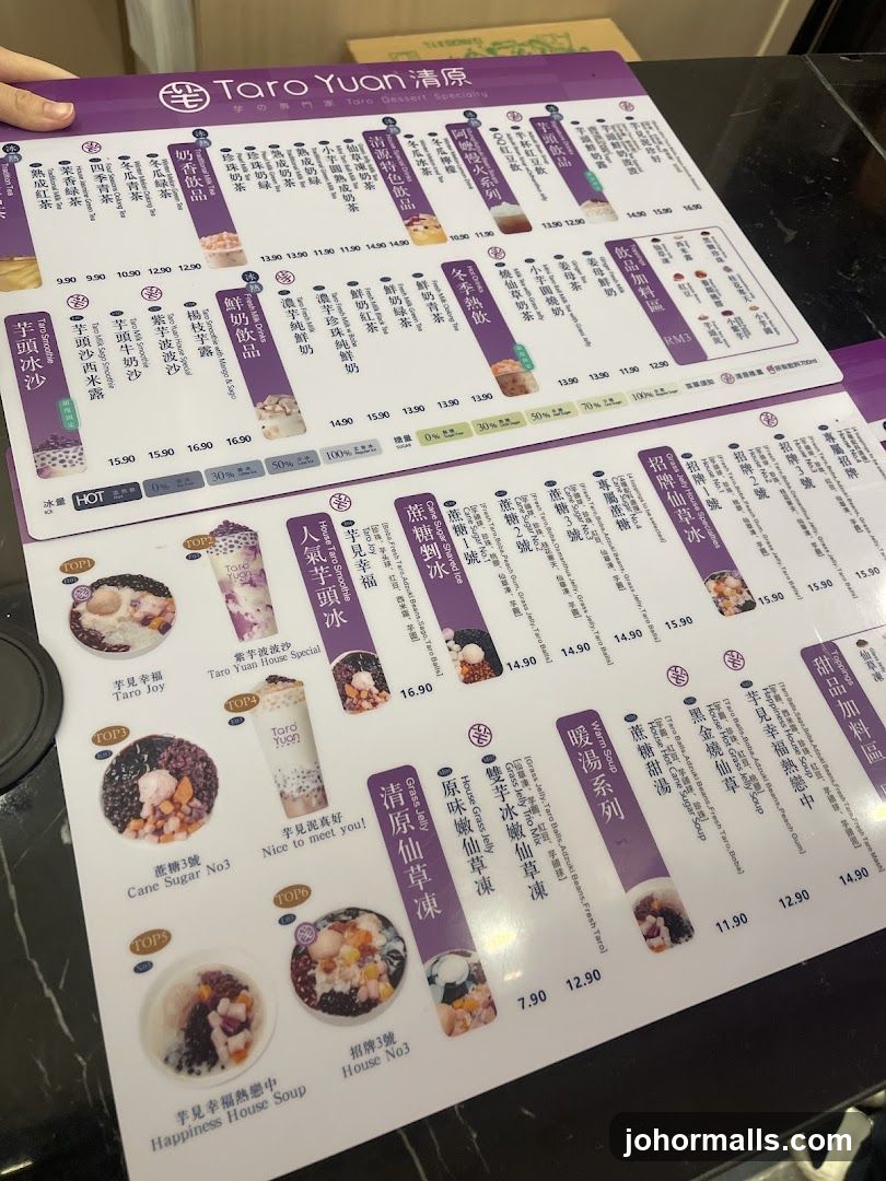 Taro Yuan Menu