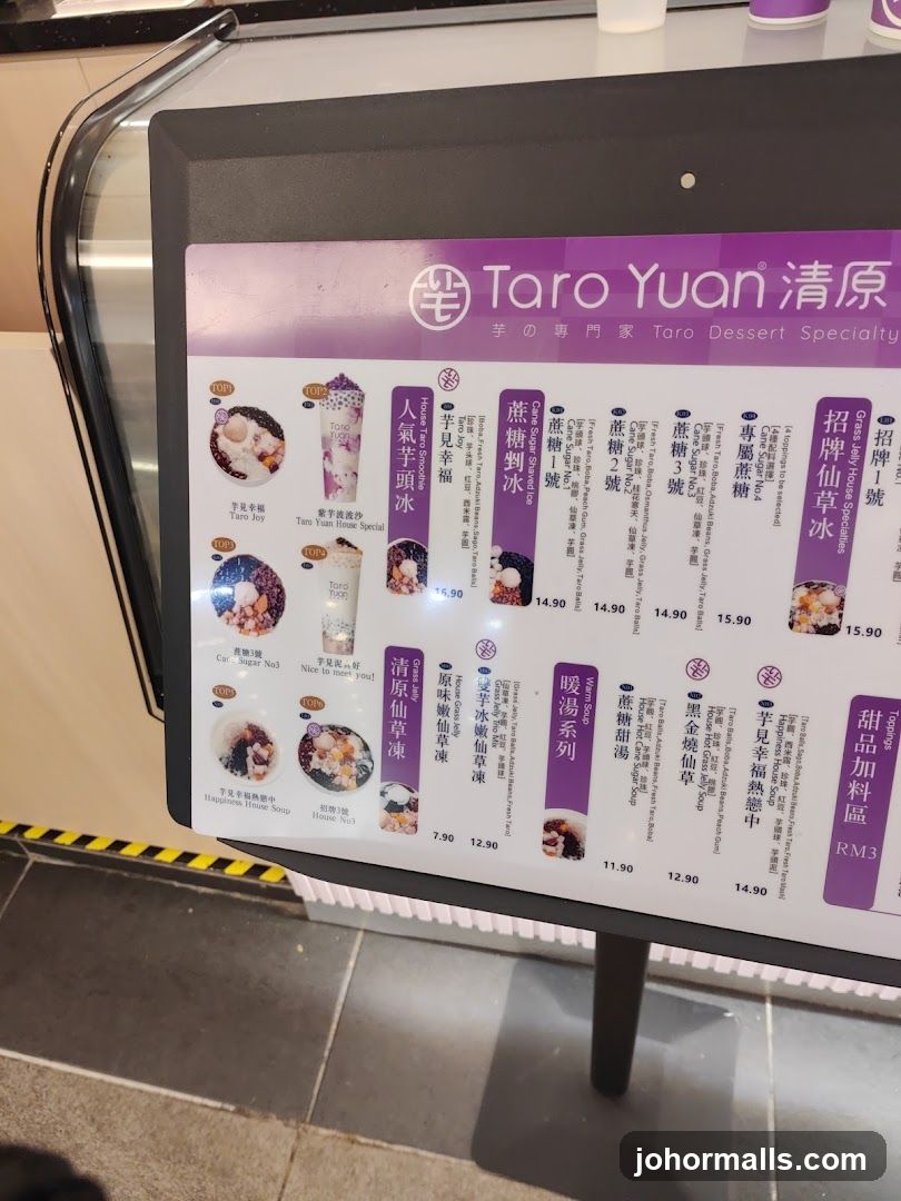 Taro Yuan Menu