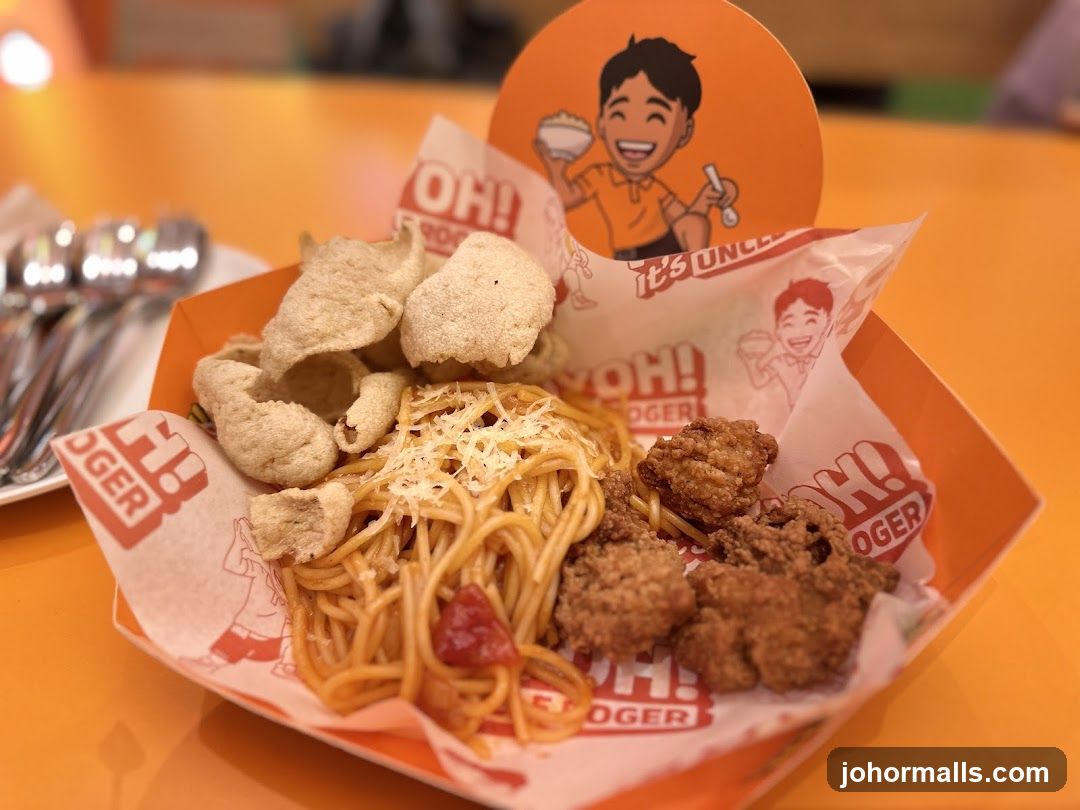Spaghetti with Fried Chicken and Crackers