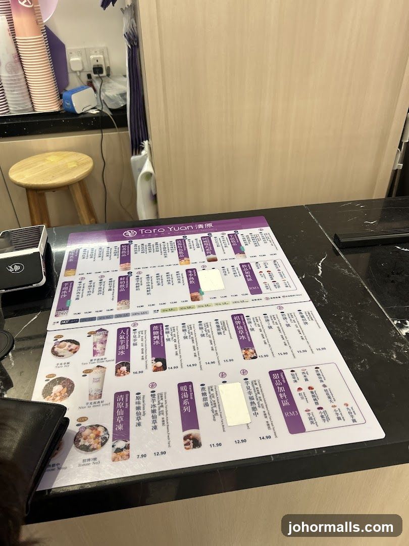 Taro Yuan Menu