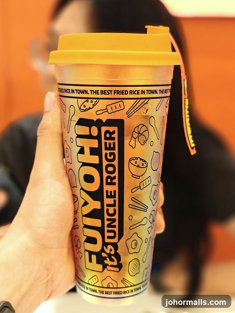 Cup with "Fuiyoh! It's Uncle Roger" branding