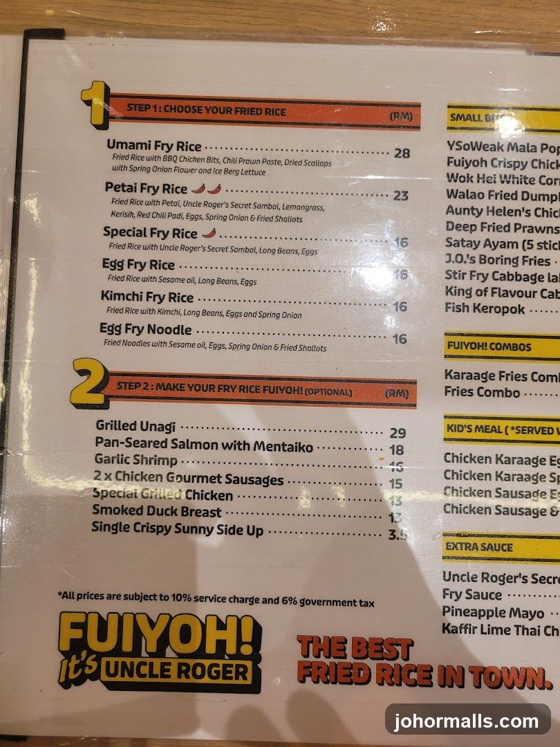 Fuiyoh! It's Uncle Roger Menu